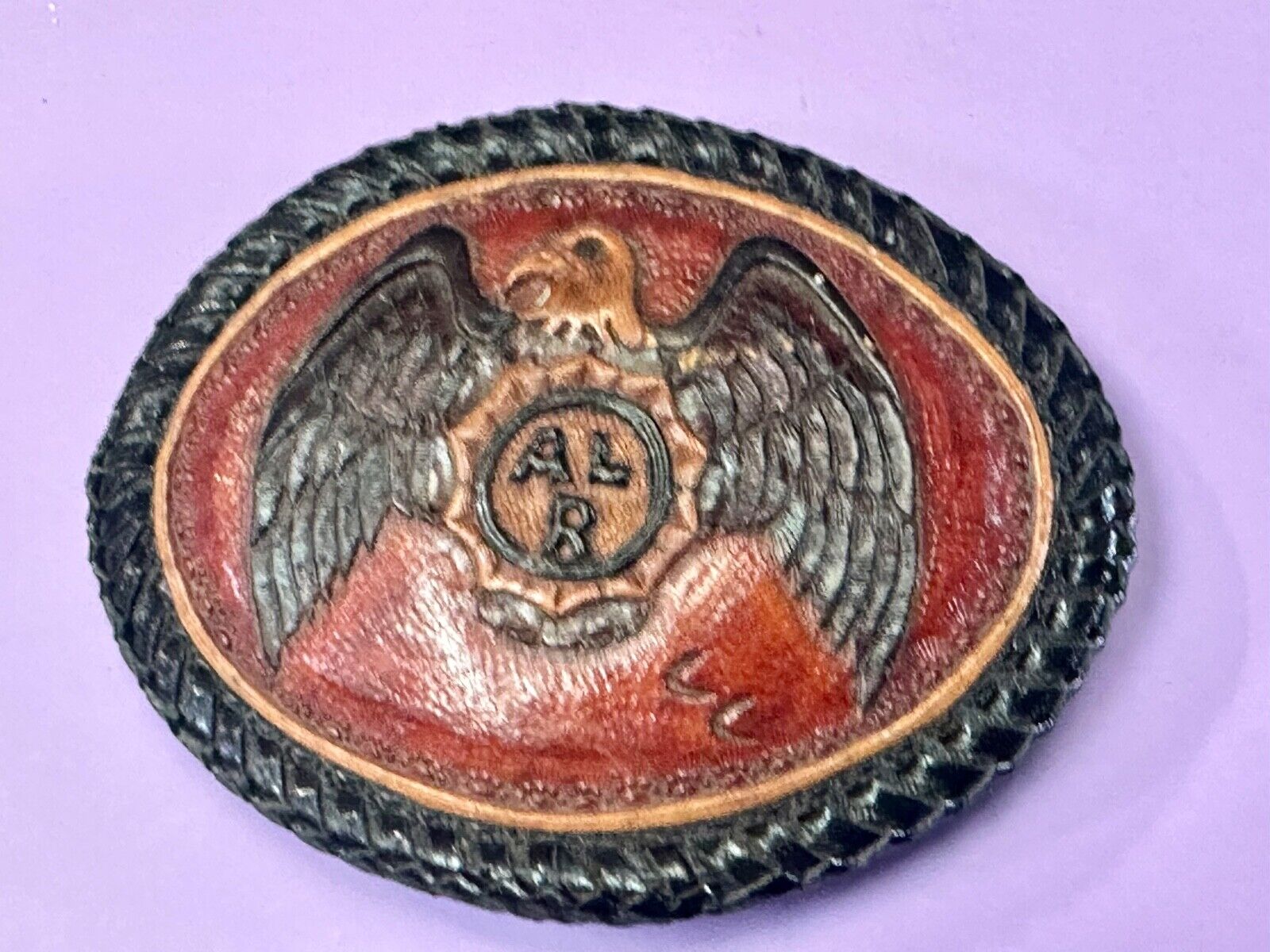 ALR American Legion Riders - Eagle Emblem on large leather belt buckle