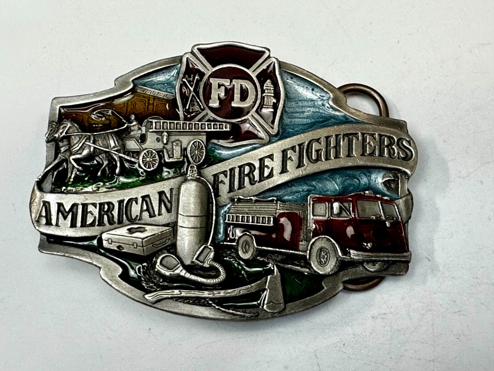 American Fire Fighters Ever Ready Ever Willing Vintage 1988 Siskiyou Belt Buckle