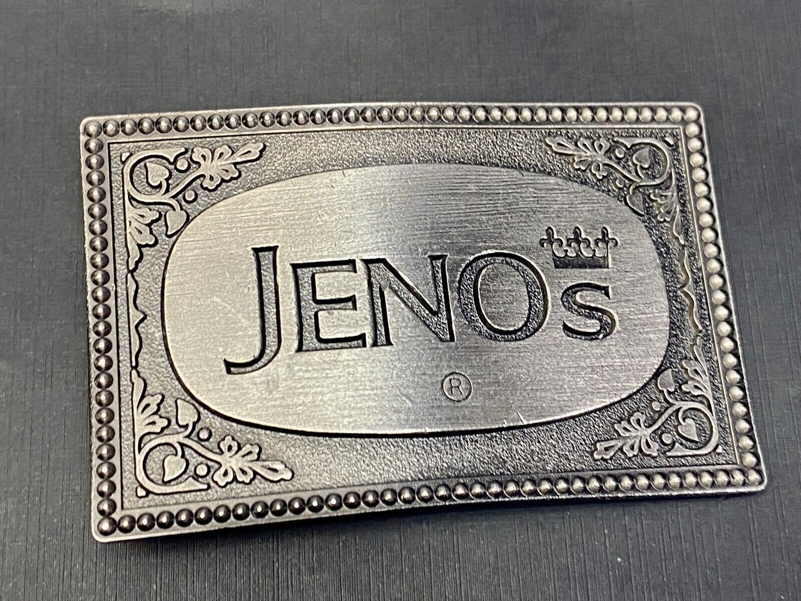 Vintage Jeno's Pizza Rolls Belt Buckle Junk Food Lewis Frozen Dorm Jenos 