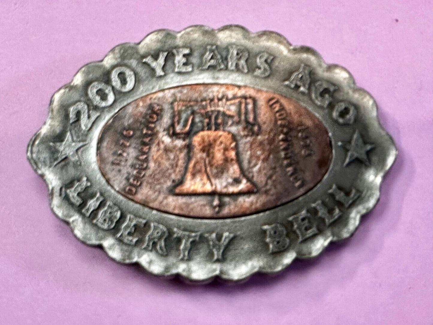 USA Liberty Bell 200 Year Celebration two tone Patriotic Bergamot Belt Buckle