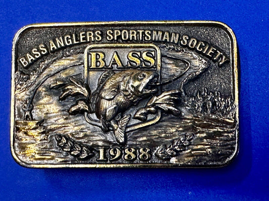1988 Bass Anglers Sportsman Society Club Great American Belt Buckle