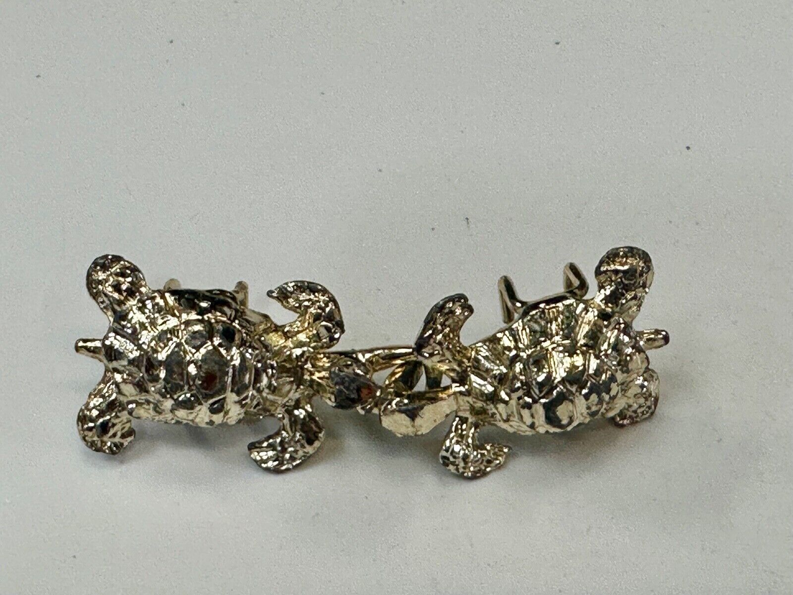 Two piece Turtles - gold tone interconnecting vintage Ocean Sea belt buckle