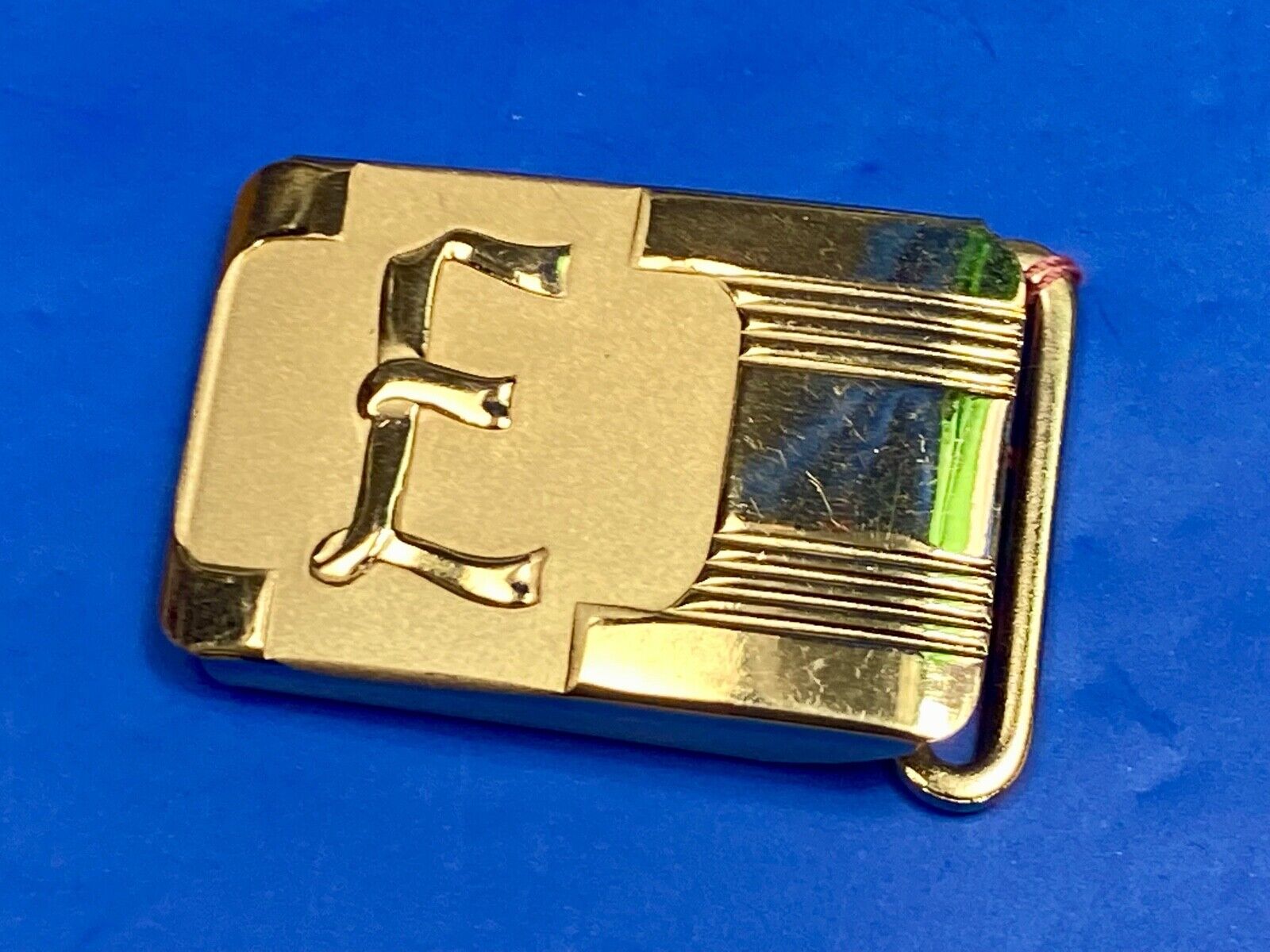 Vintage Gold Tone Letter E Monogram Initial Small Formal Belt Buckle
