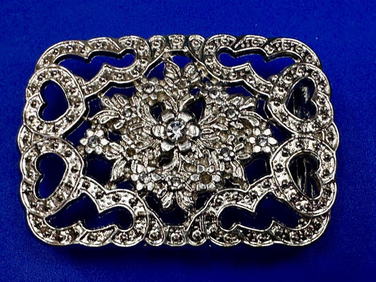 Victorian Style Flower Heart See-Through Ladies Belt Buckle Missing Rhinestone's