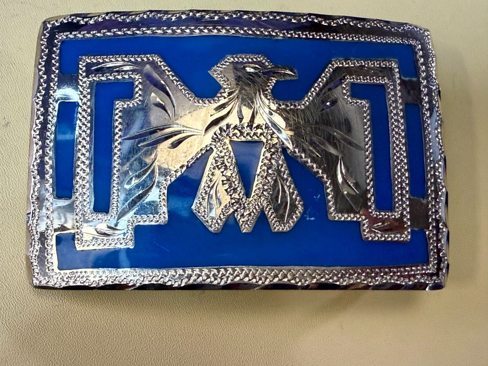 Thunderbird Native American Indian Hand-Crafted Inlay Enamel Belt Buckle