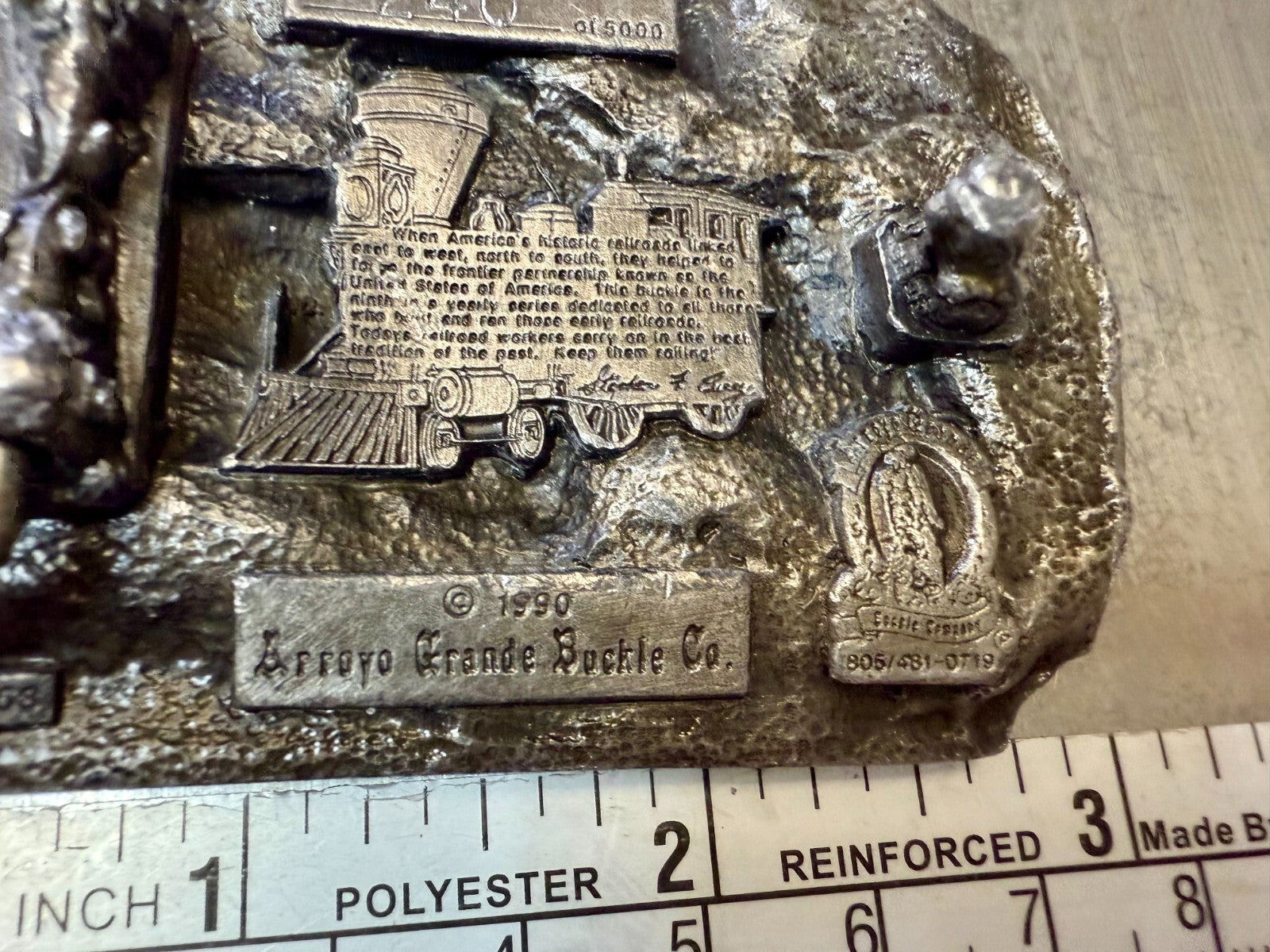 American Railroad Commemorative Locomotive Train 1990 Arroyo Grande Belt Buckle