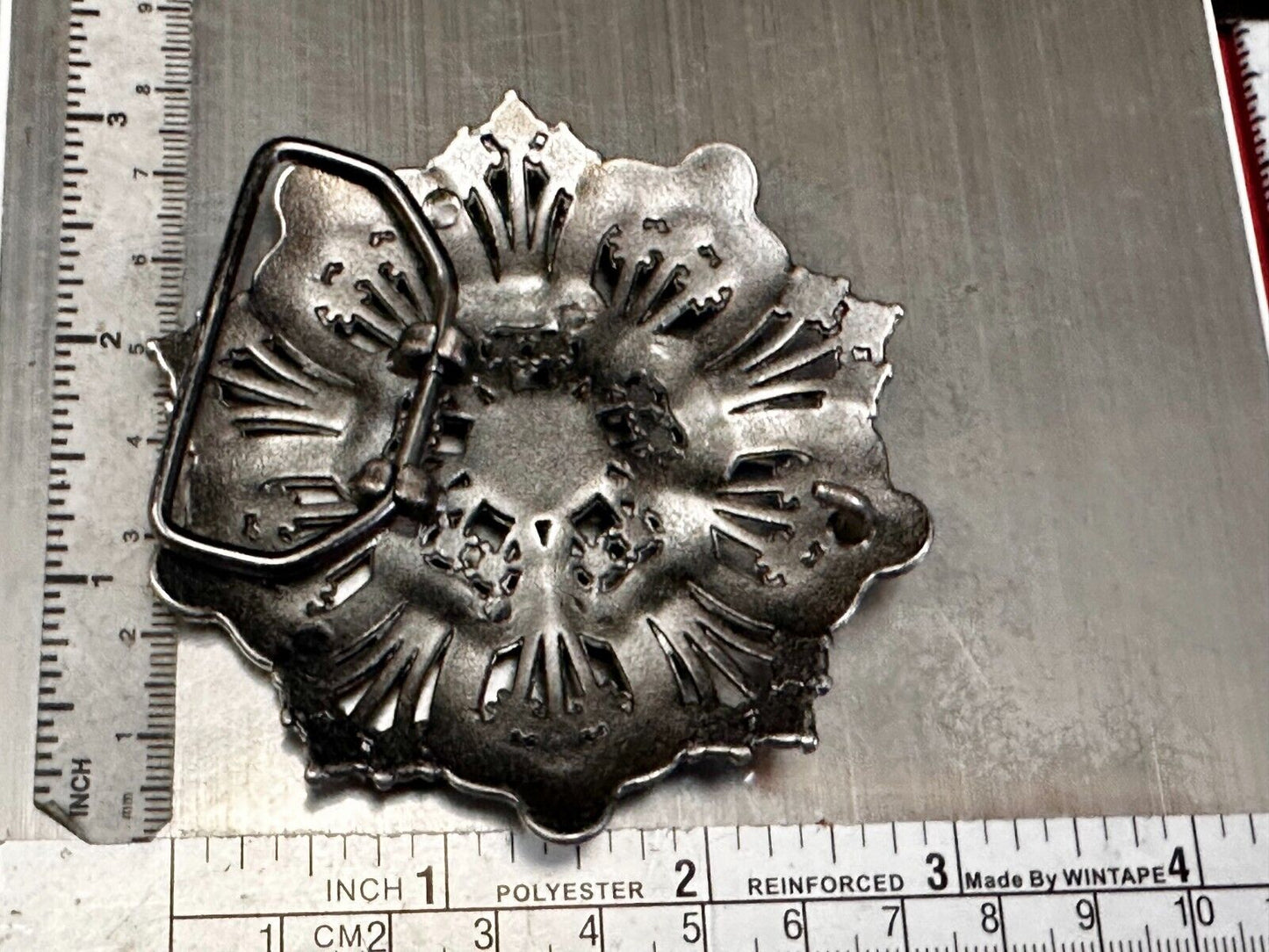 Victorian Style Beautiful Flower Shaped Rhinestone Accented Ladies Belt Buckle