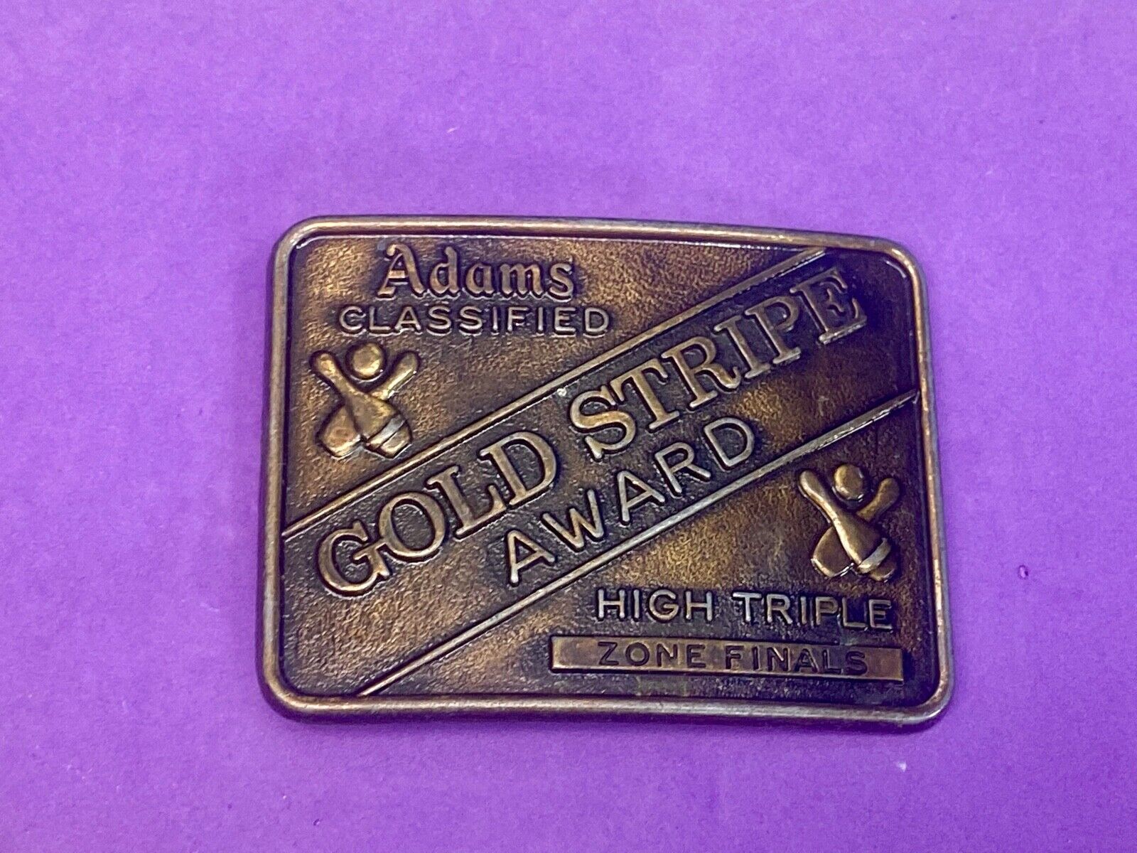 Adams Gold Stripe Bowling Award Belt Buckle Whiskey Co Zone Finals 