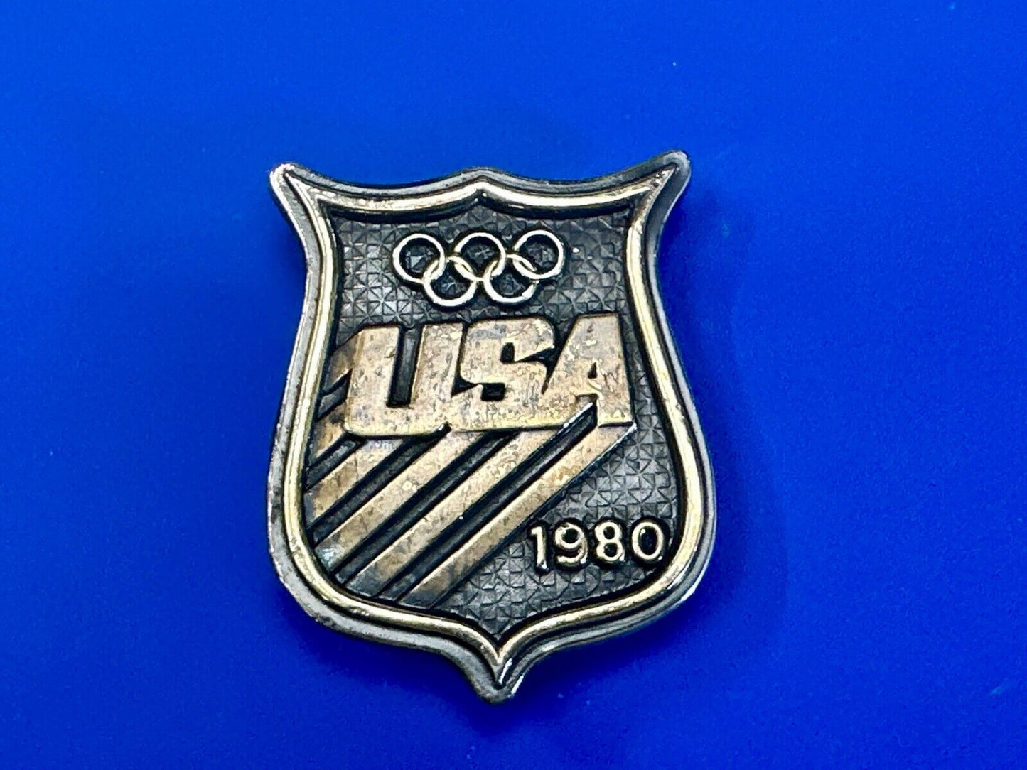 Vintage 1980 USA Olympic Teams Badge Shaped Bergamot belt buckle