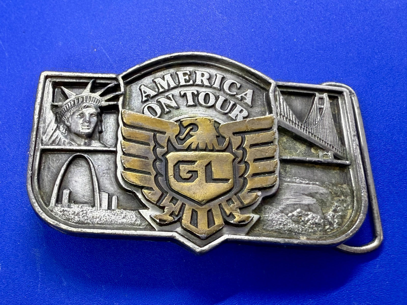 America on Tour Honda Motor Company Gold Wing Statue of Liberty Belt Buckle