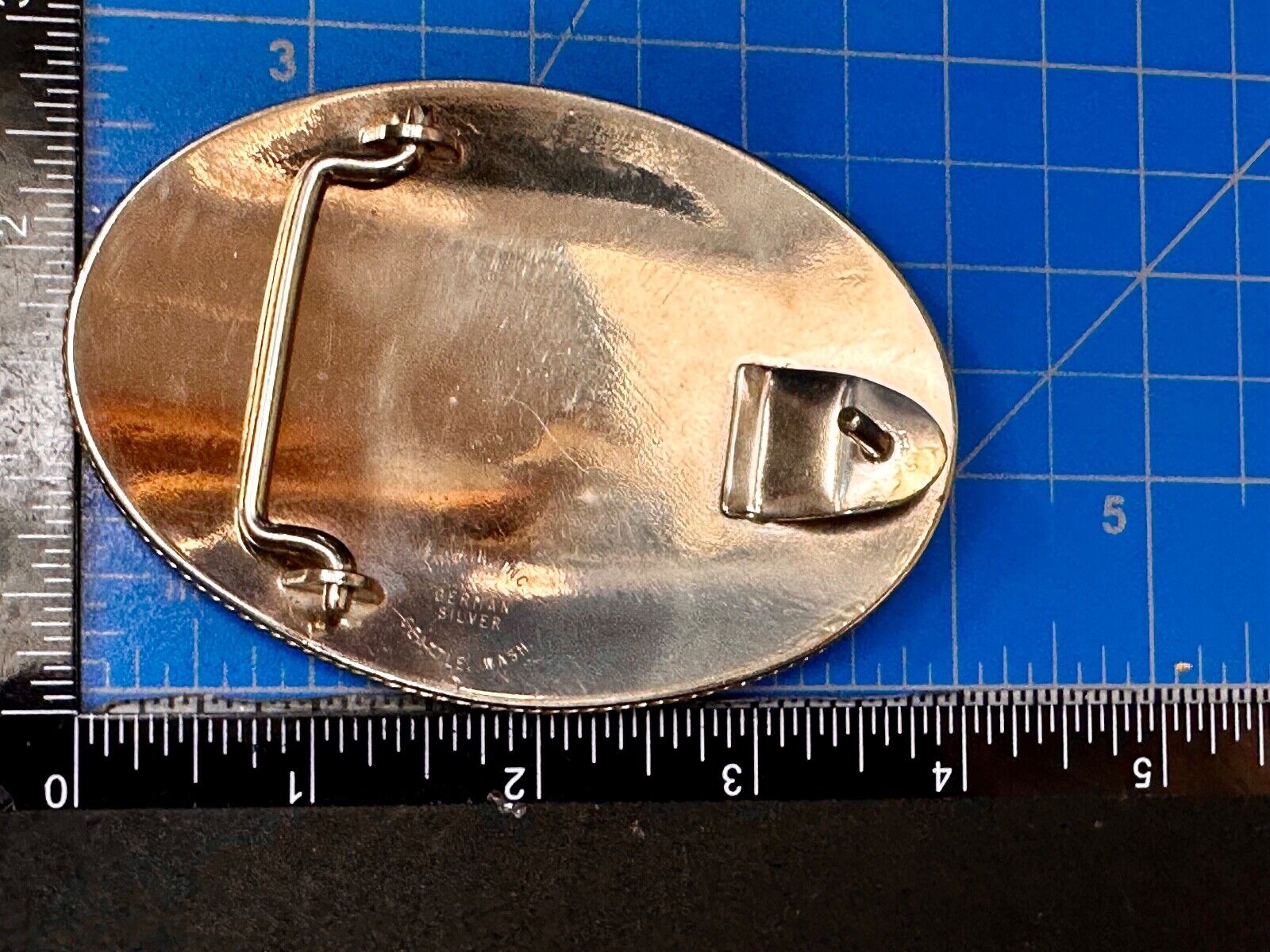 Utility Western Trophy Style Pre Fab Transit Tonkin  German Silver Belt Buckle