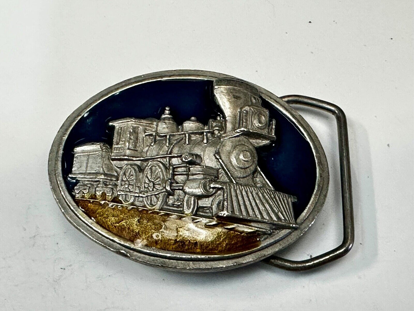 Train Steam Engine Coming Around the Mountain 1984 L-143 Bergamot Belt Buckle