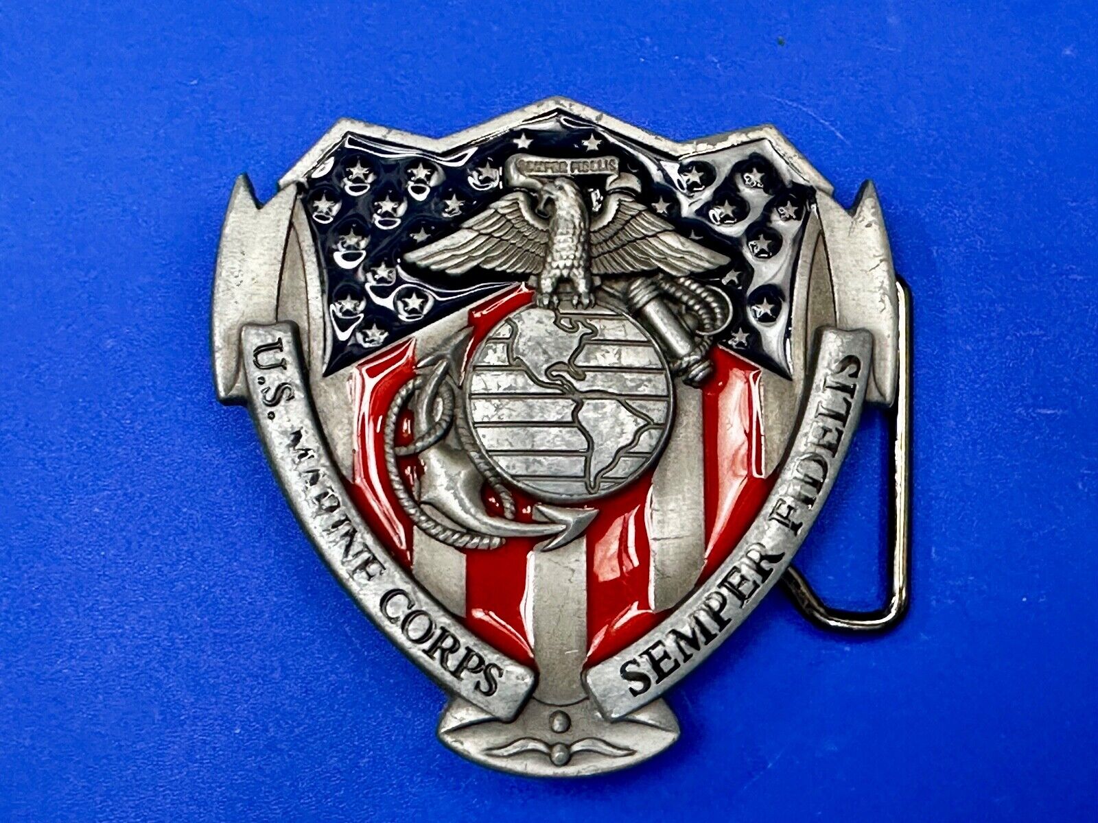 USMC Marines Semper Fidelis Cutout Patriotic Military Service Usa Belt Buckle