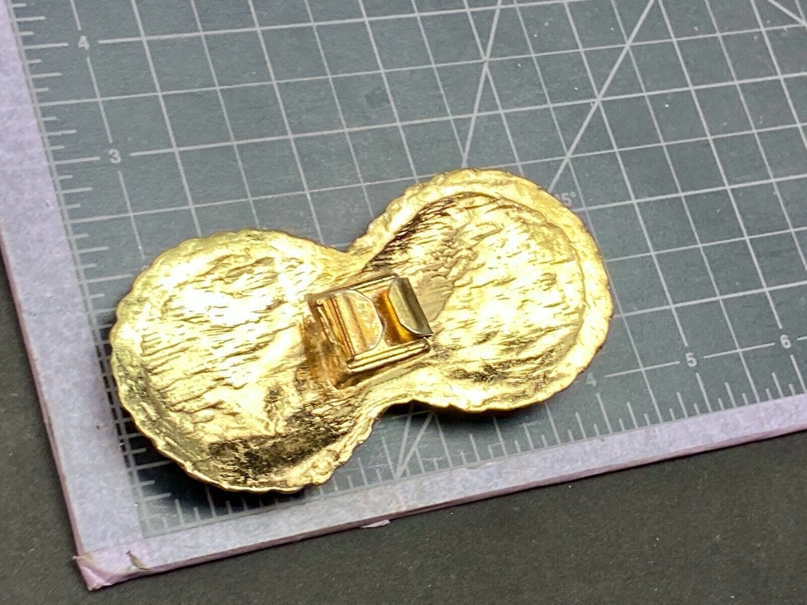 Vintage gold tone 4.5"  ROPE pattern Scarf shoe purse Belt Buckle Clip 