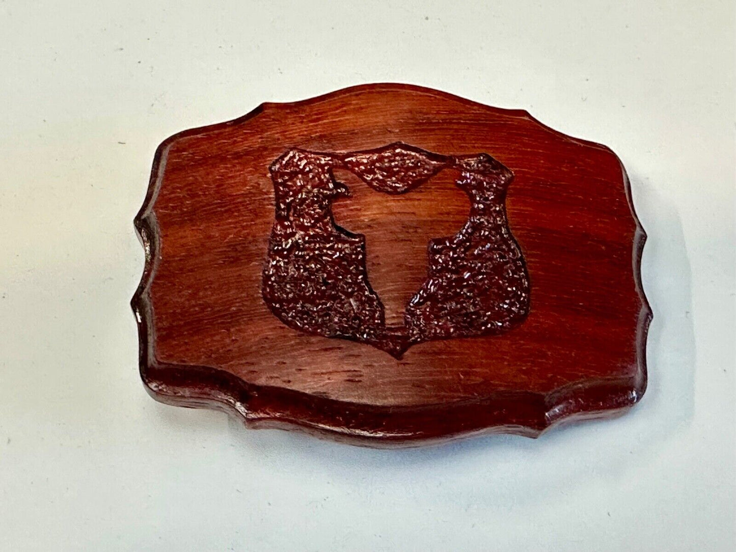 Vintage horse saddle carved in wooden western framed belt buckle  VermJ LL19