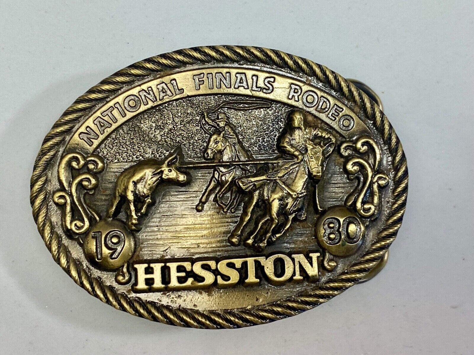 1980 Collectors Nfr National Finals Rodeo Hesston Belt Buckle 