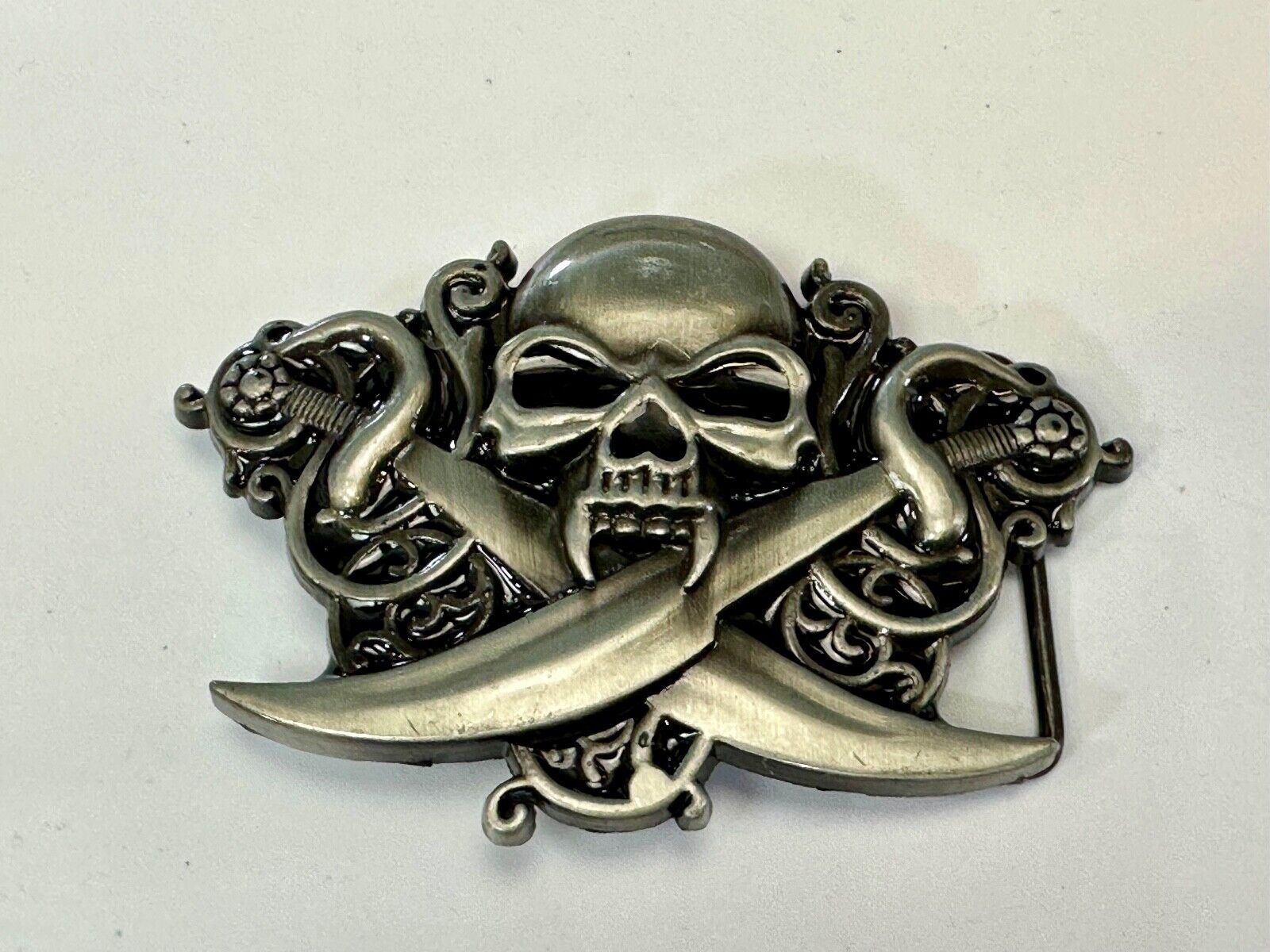 Vampire Teeth Skull - Soward's & Snakes cutout belt buckle