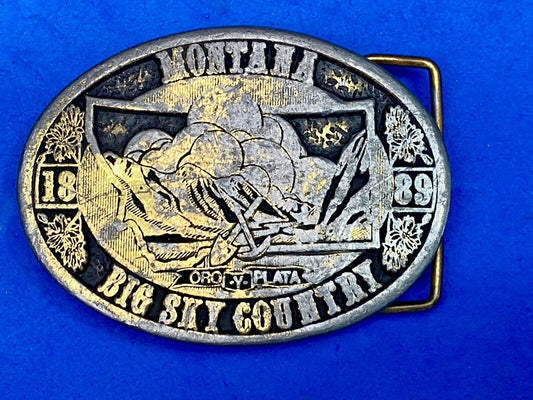 Vintage 1989 Montana - Big Sky Country Belt Buckle By Cdc Metalworks 
