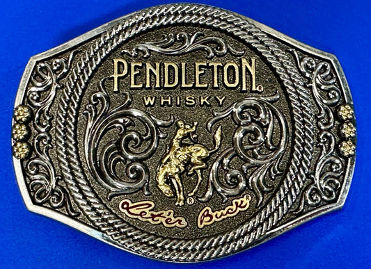 2021 Pendleton Whiskey Let'er Buck Rodeo Cowboy Montana Silversmiths Buck Buckle