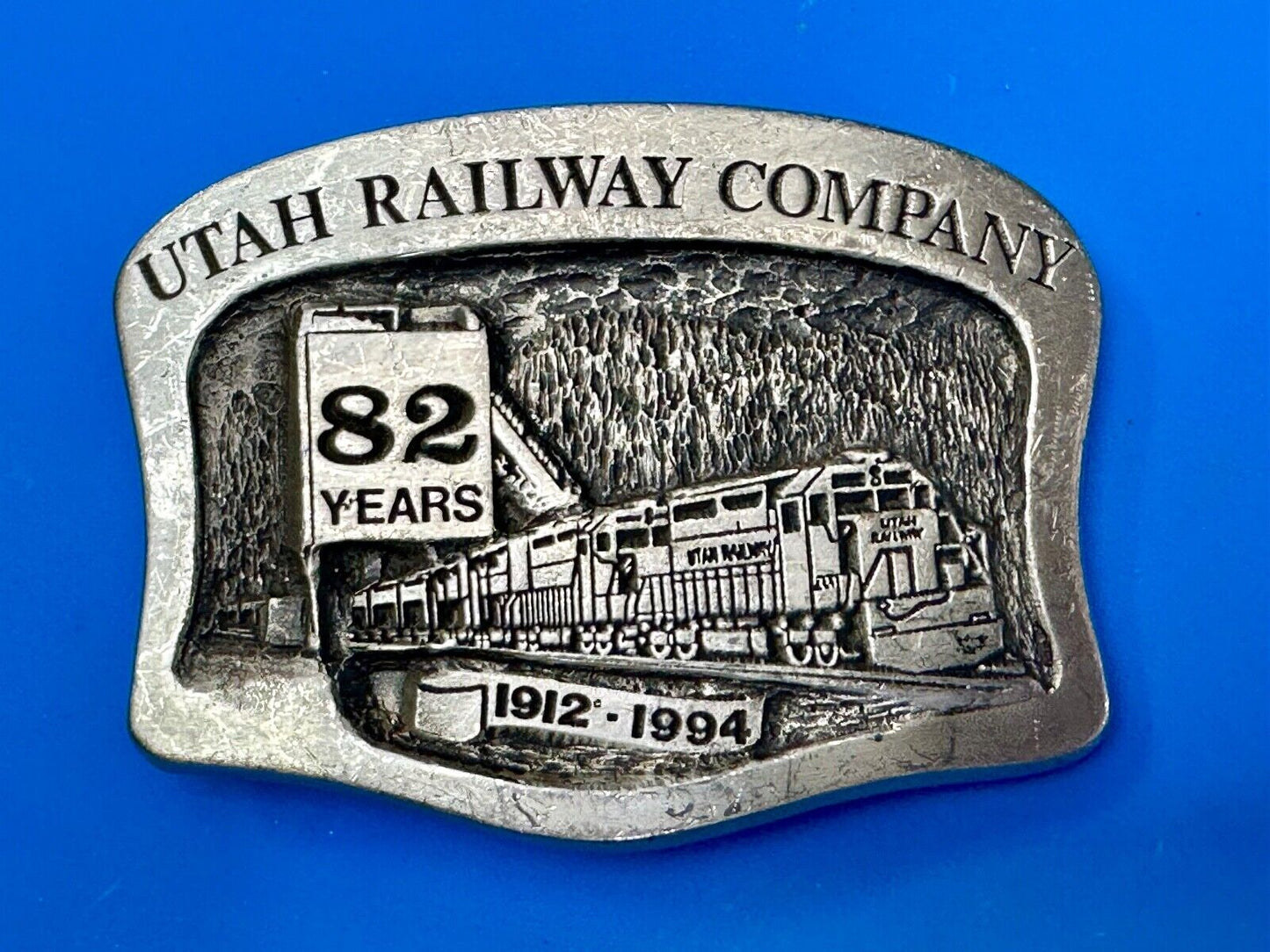 Utah Railway Co Vtg Train Railroad 82 Years - Gary Prazen Sculpture Belt Buckle