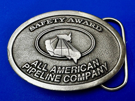 All American Pipeline Company Safety Award Worker Commemorative 1994 Belt Buckle