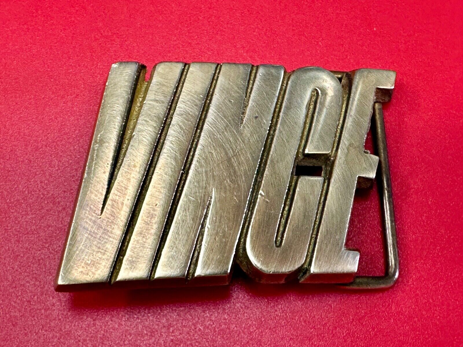 VINCE  custom name cutout block letter solid brass belt buckle by Baron Buckles