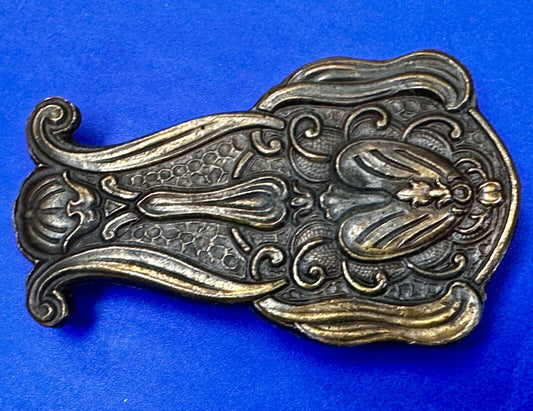 Antique Art Nouveau Ornate Floral Theme Vintage Bergamot Belt Buckle BBW  F-72