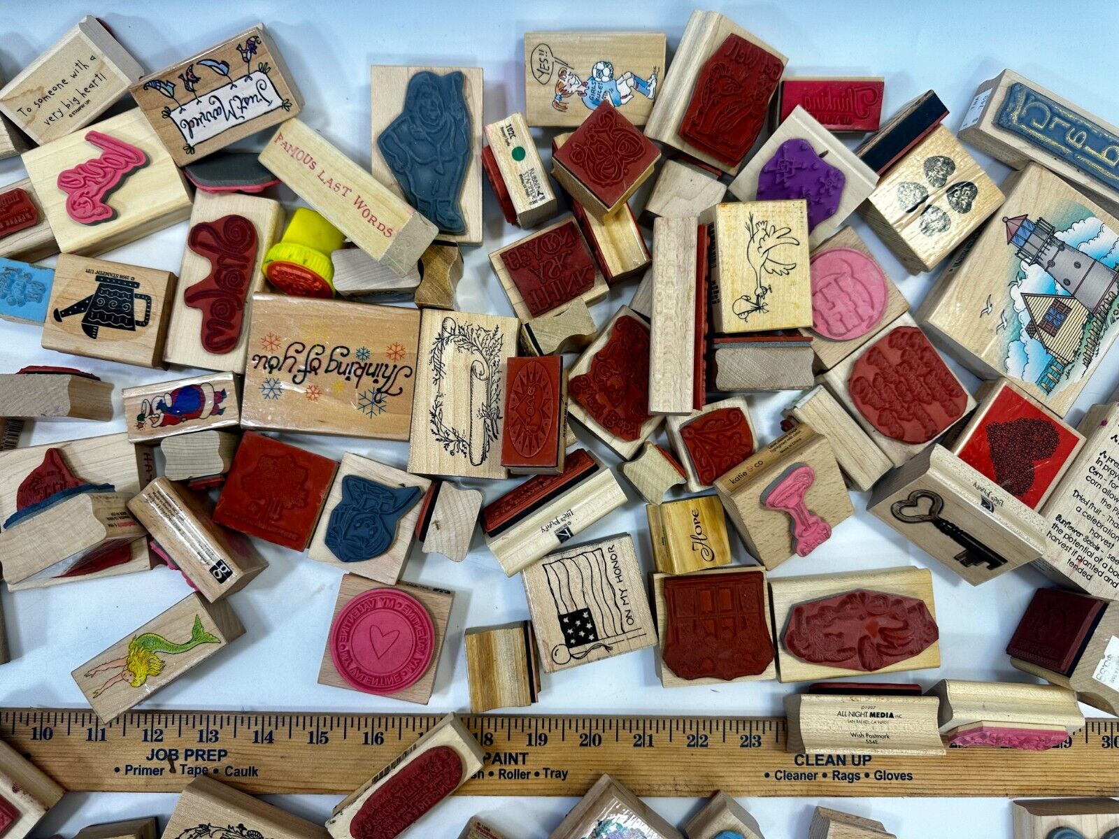 7.4 Pounds of Rubber Stamps HUGE LOT - Mostly NEW! Scrapbook Teachers SCORE!