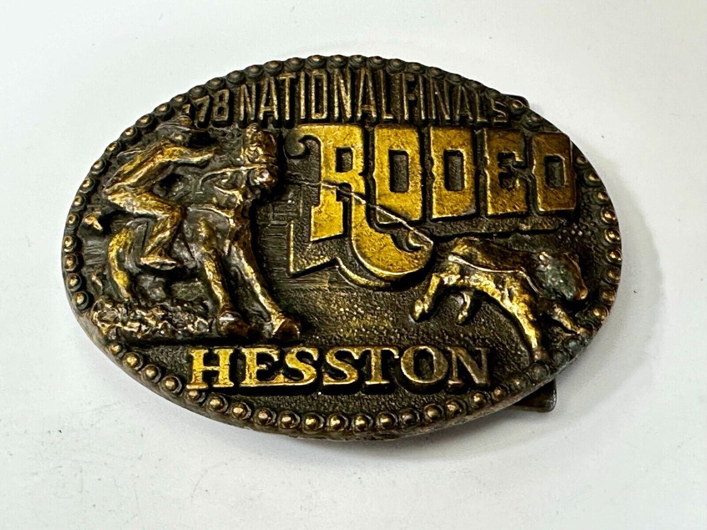 1978 Hesston National Finals Rodeo NFR Rodeo Cowboys NOS Western Belt Buckle