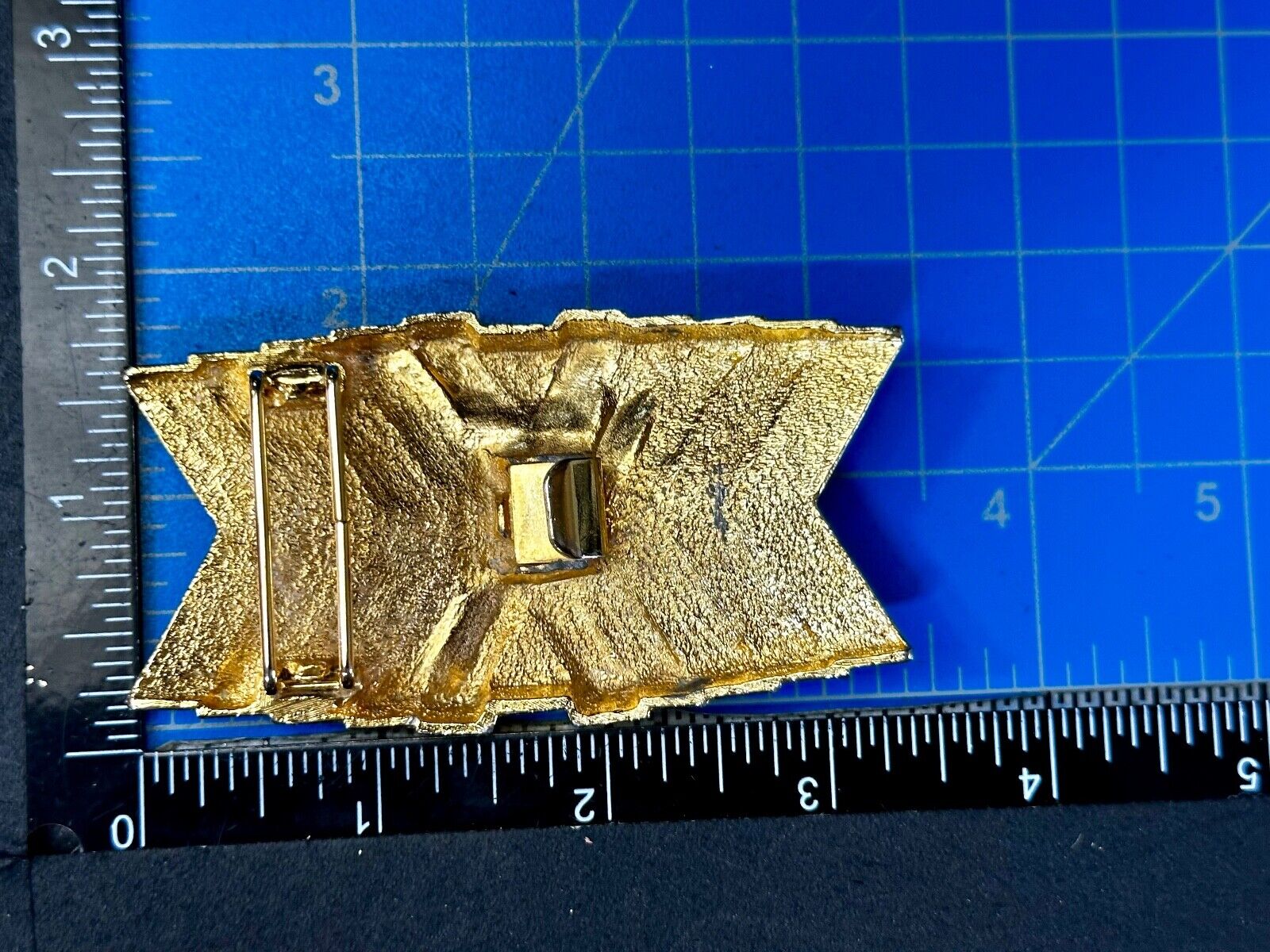Abstract X Patten Design Hippy Boho Vibe Large Gold Tone Vintage Belt Buckle