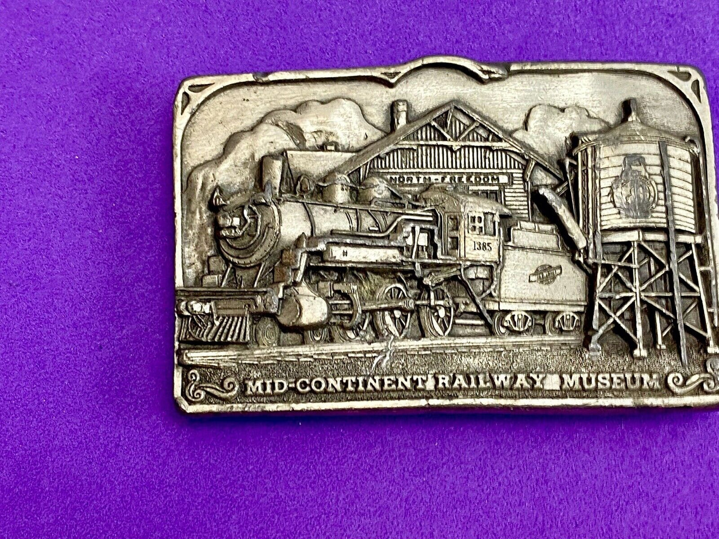 1980’s Mid Century Railroad Museum Steam Locomotive Train Belt Buckle 