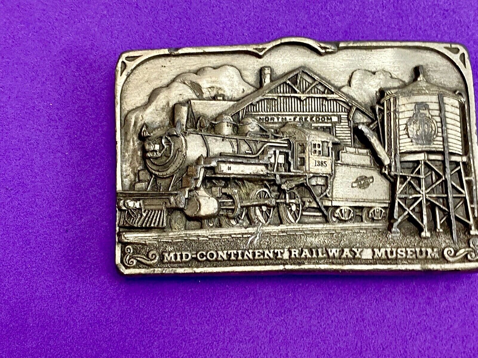 1980’s Mid Century Railroad Museum Steam Locomotive Train Belt Buckle 