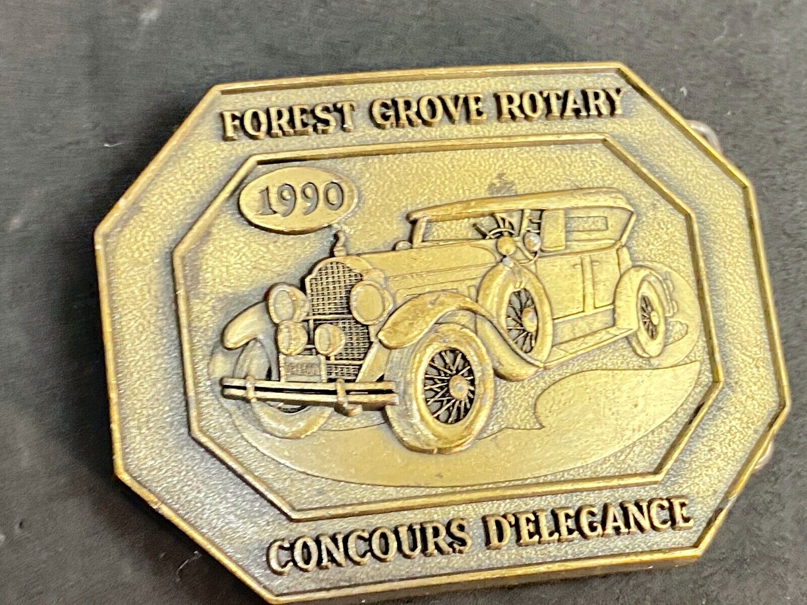 Vintage Forest Grove Rotary belt buckle Concours d'Elegance souvenir cars 