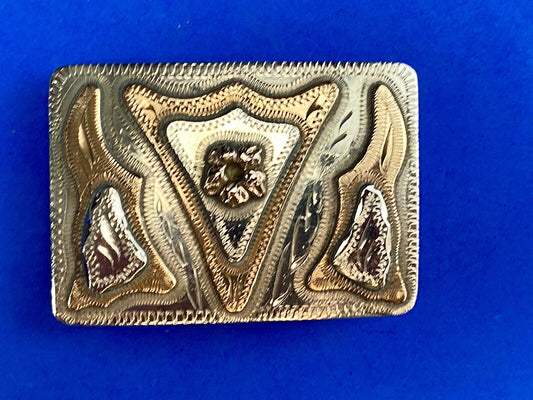 Unique Arrow Shaped Triangle quality mixed metal vintage belt buckle 