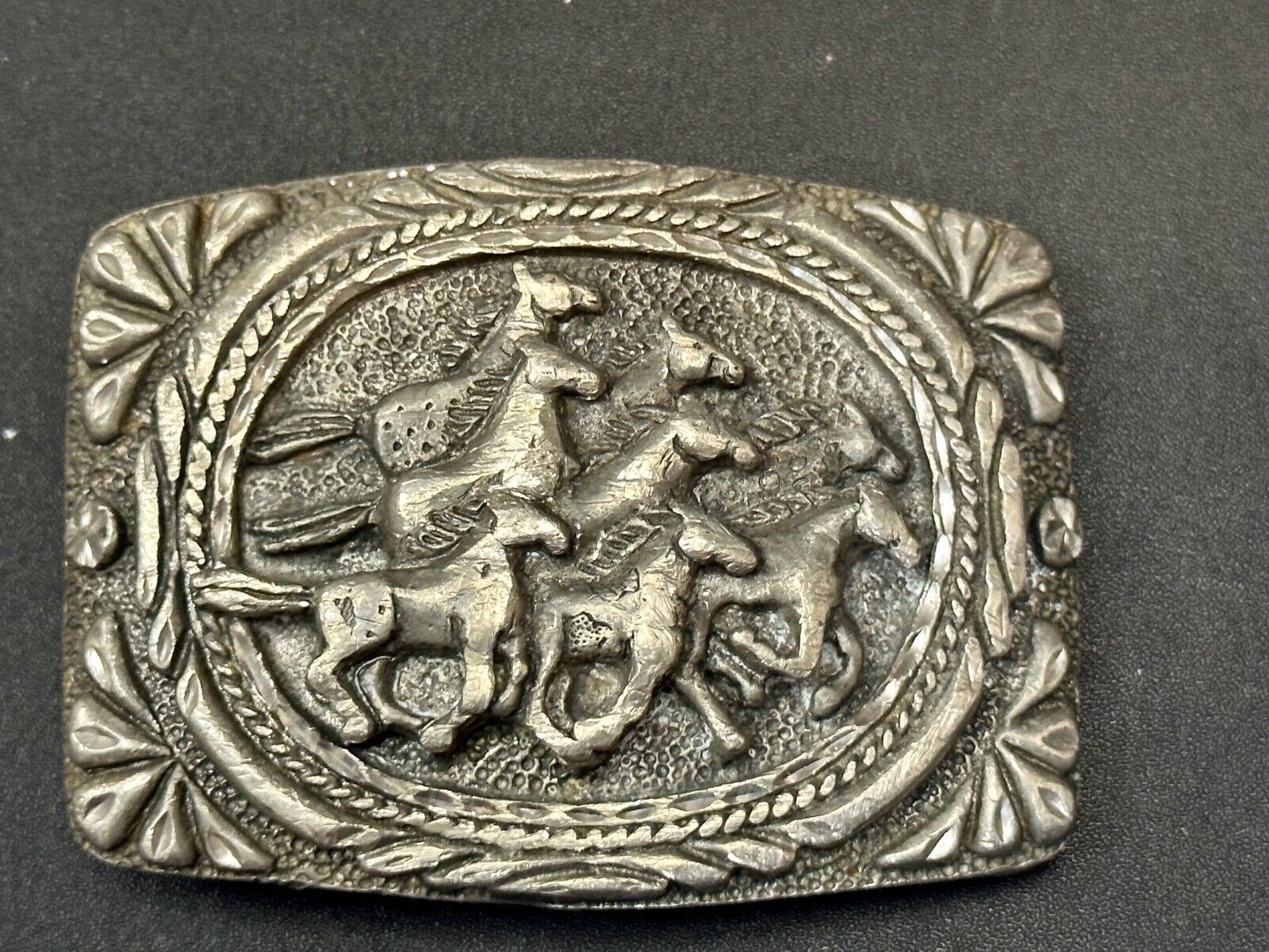 Texas longhorn - Vintage EGE 93 laser diamond etched cut Belt Buckle