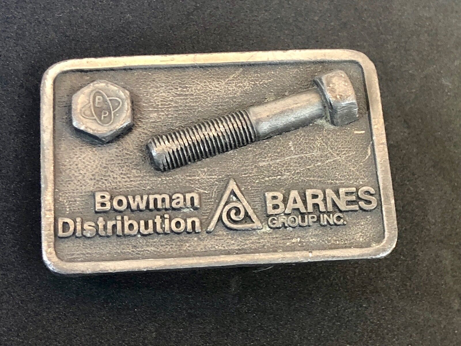 Vintage Bowman Distribution. Bolts and Screws  BARNES Group  belt buckle 