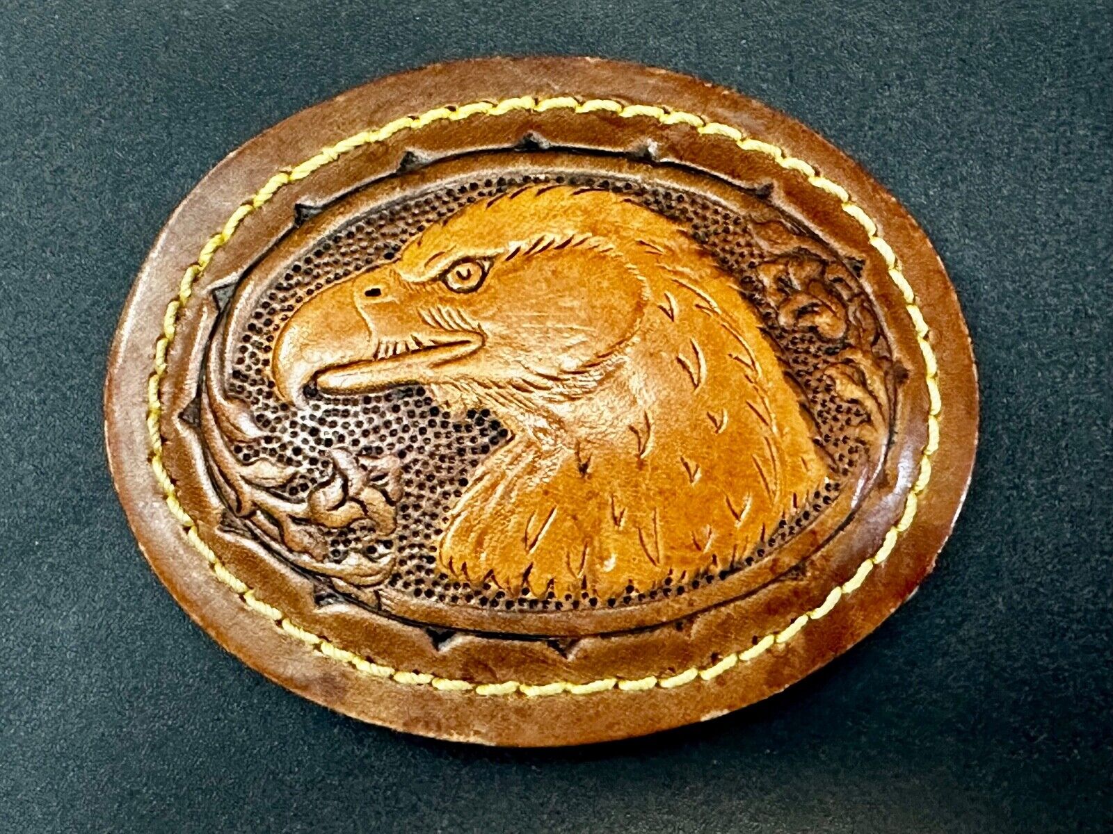 Artisan American Bald Eagle Vintage Mixed Leather Belt Buckle