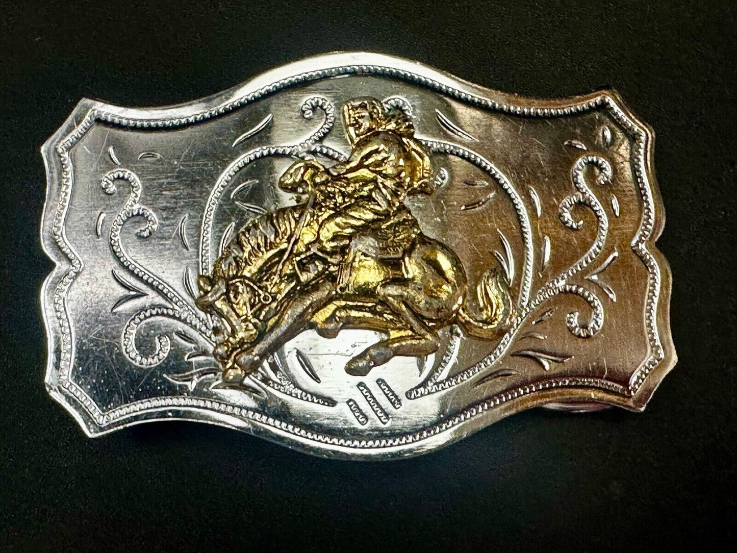 Vintage Cowboy Saddle Bronc western belt buckle Made in Japan