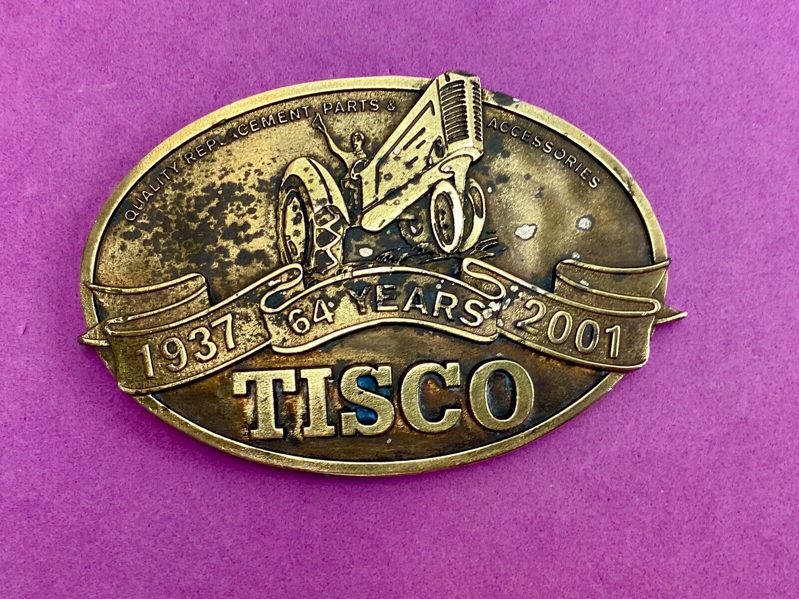 64 years - Tisco Tractor Implement Supply Spec Cast Farming Belt Buckle