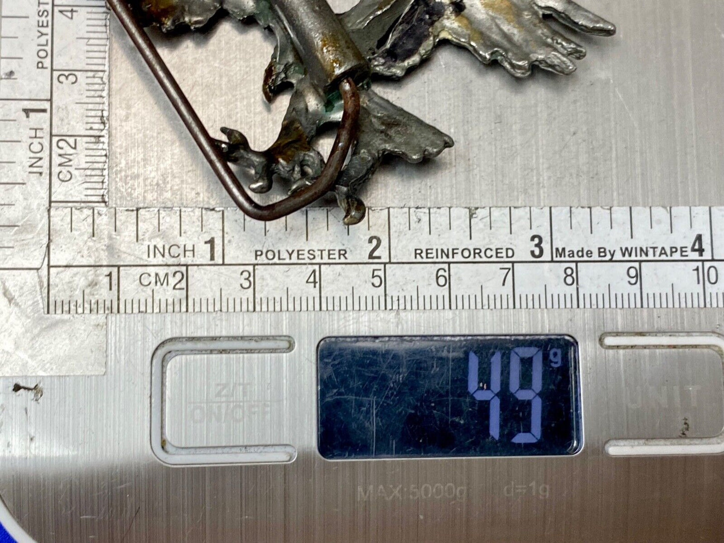 Vintage hunting diving American Eagle claws out figural cut out belt buckle