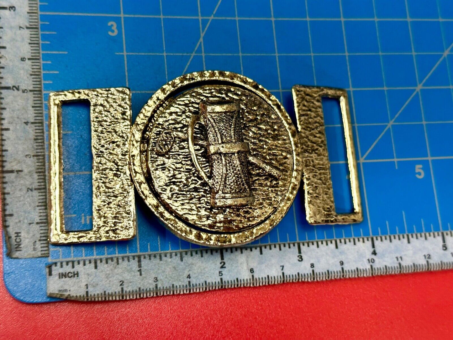 two piece interconnecting gold color belt buckle