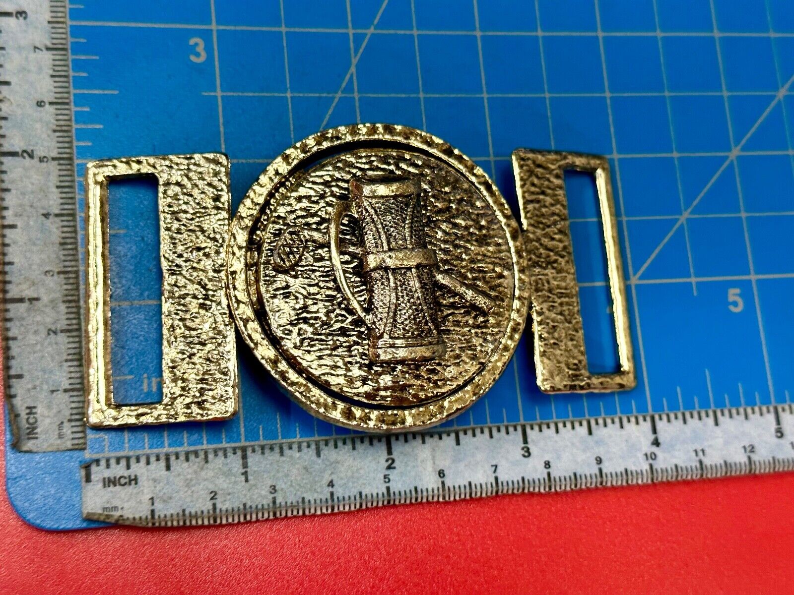 two piece interconnecting gold color belt buckle