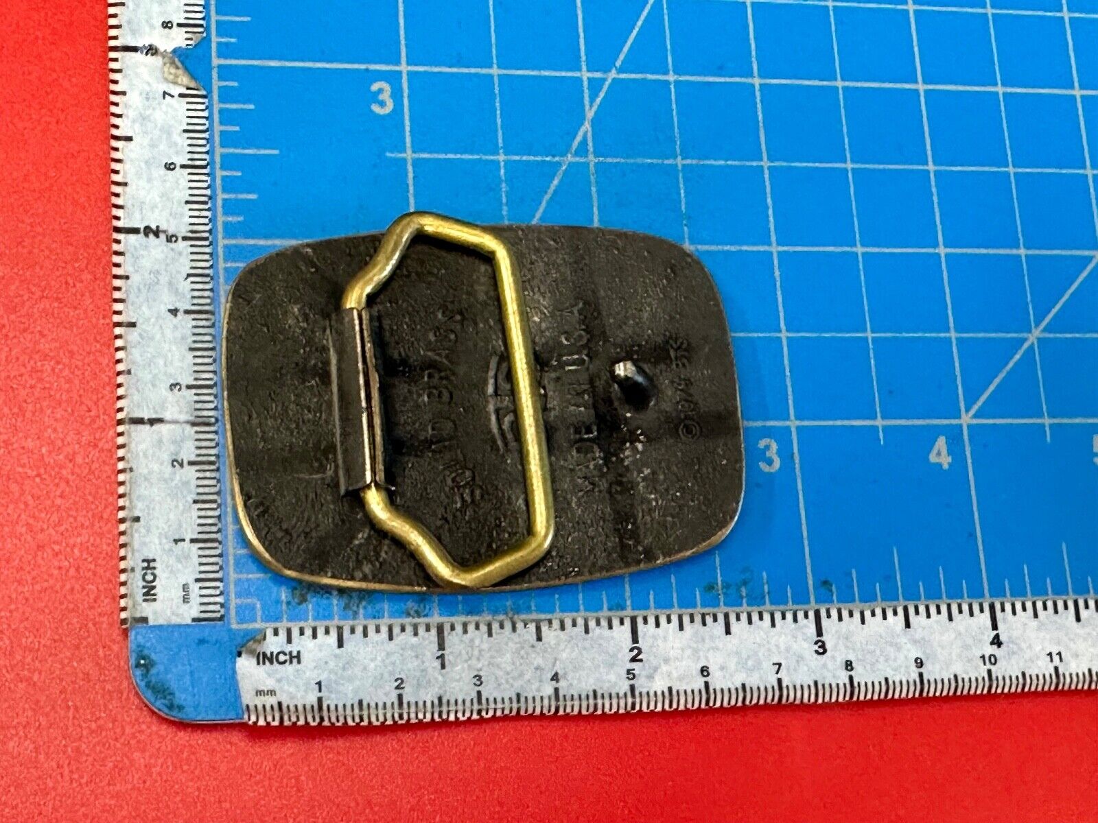 vintage Deer Elk Black outlined solid brass belt buckle by BTS