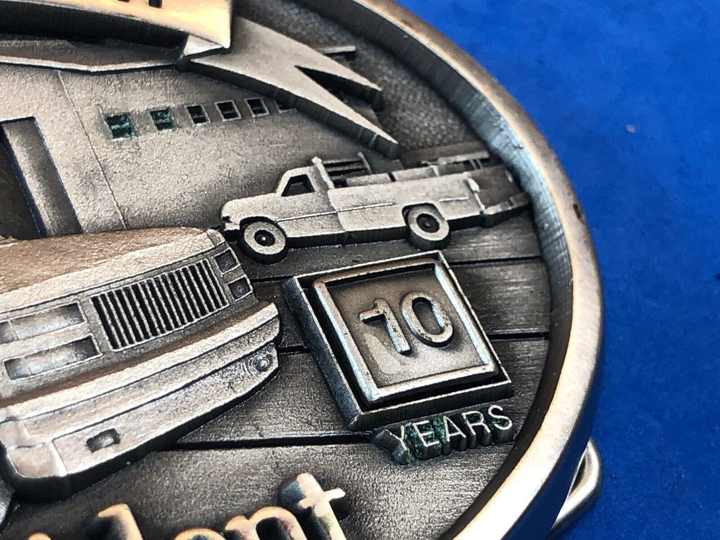 Trident Safe Driver 10 years promotional advertising solid brass belt buckle 
