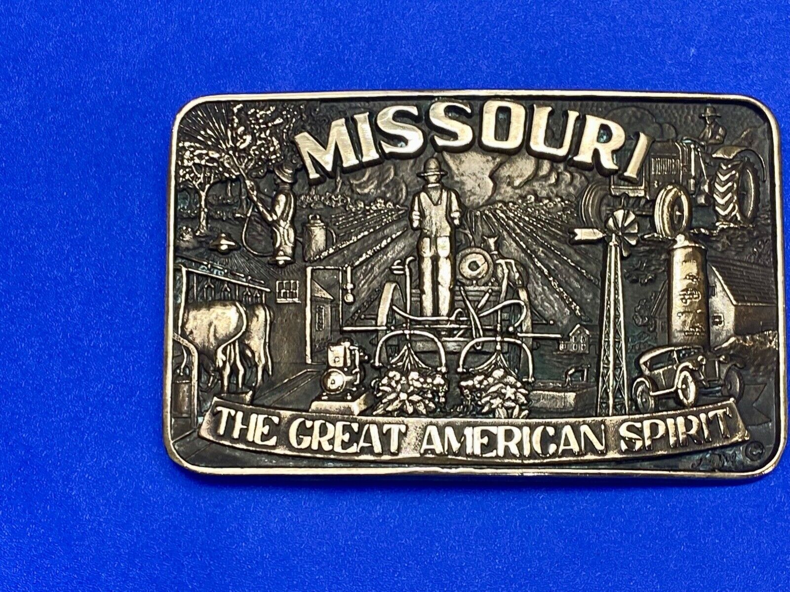 The Great American Spirit - State of MO Missouri solid brass belt buckle by ADM