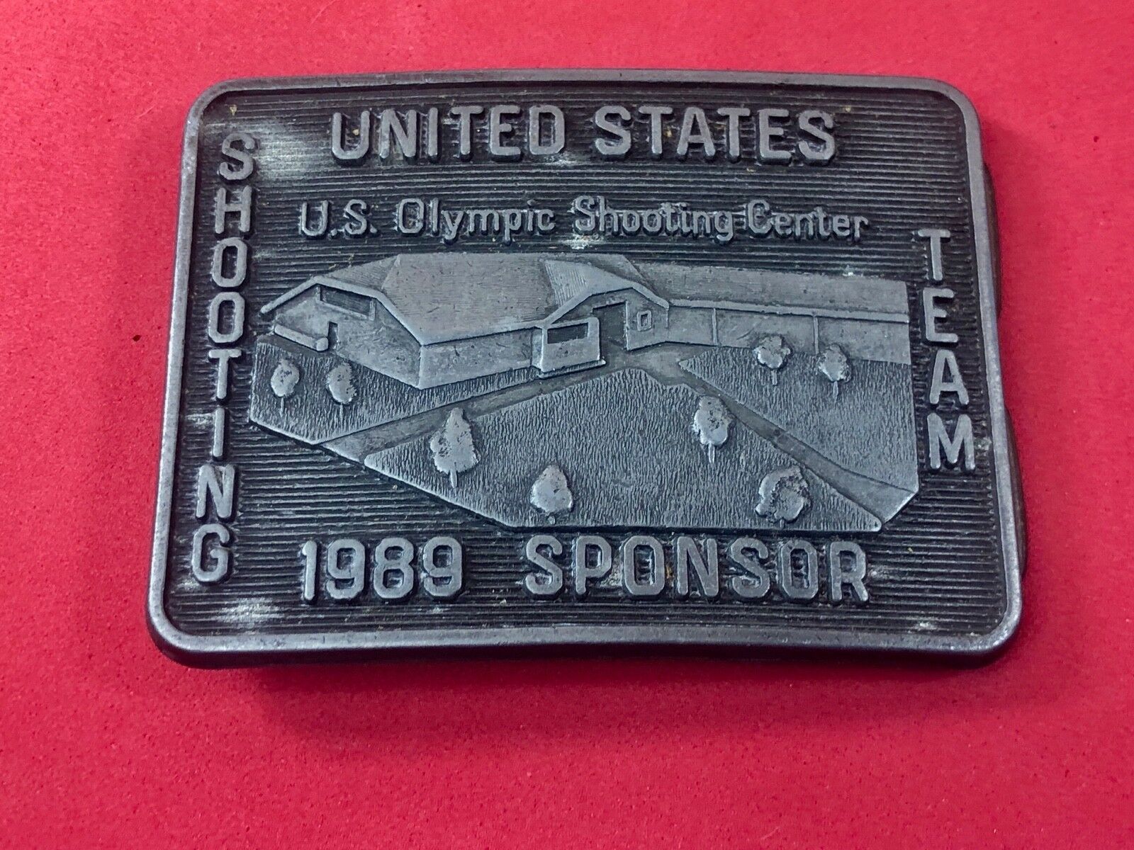 Vintage 1989 Spencer US olympics  Shooting Center belt buckle 
