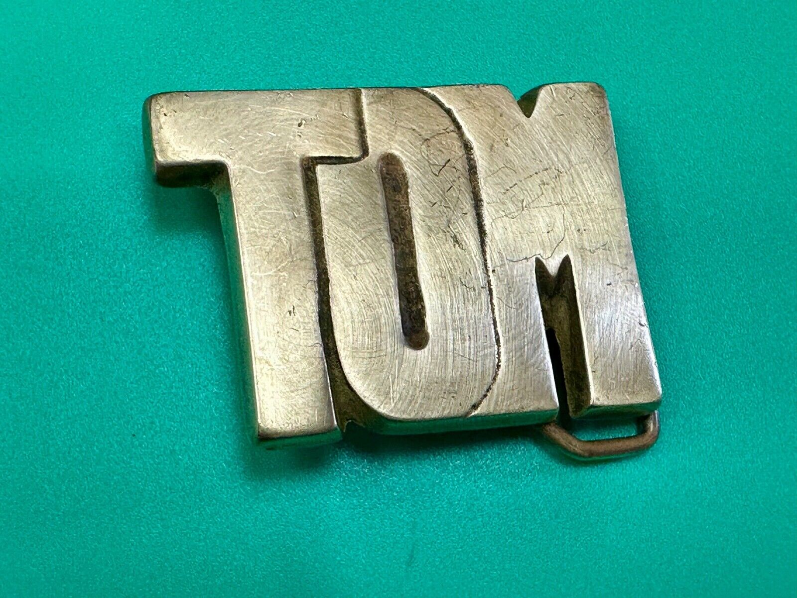 TOM  Vintage name custom  SOLID BRASS cutout BELT BUCKLE
