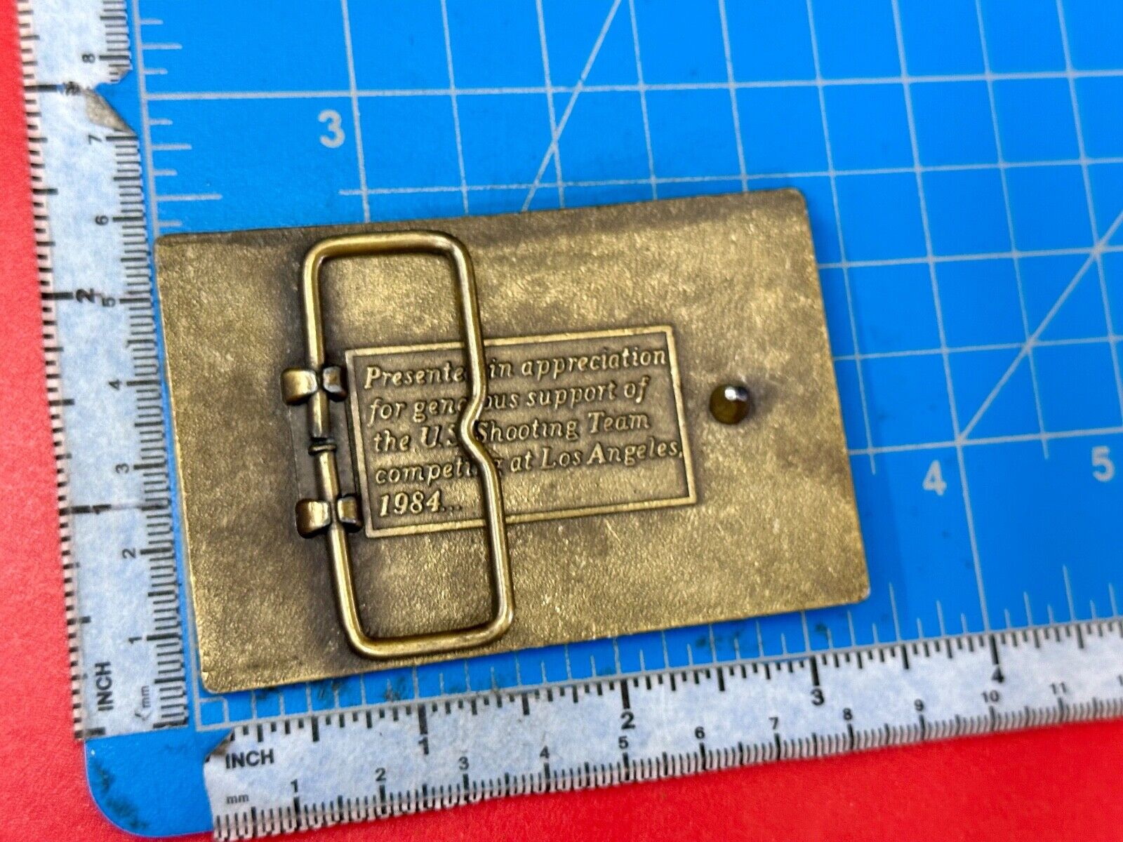 Aiming for Olympic Gold US shooting team 1984 belt buckle