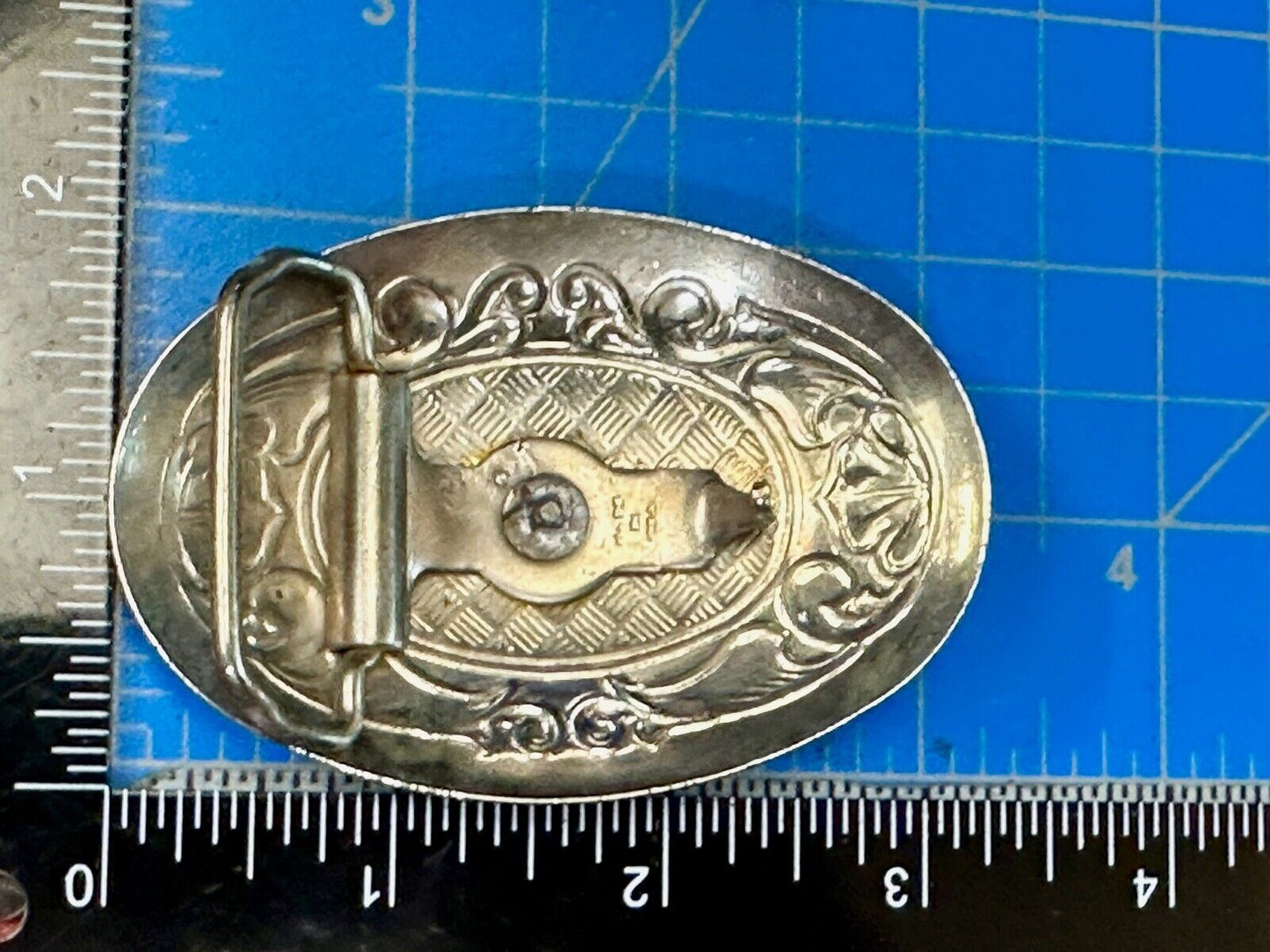 Vintage horse head two tone oval USA made belt buckle
