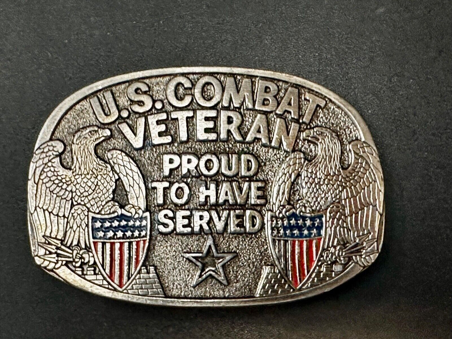 US Combat Veteran - Proud to have served our country Vintage Belt Buckle